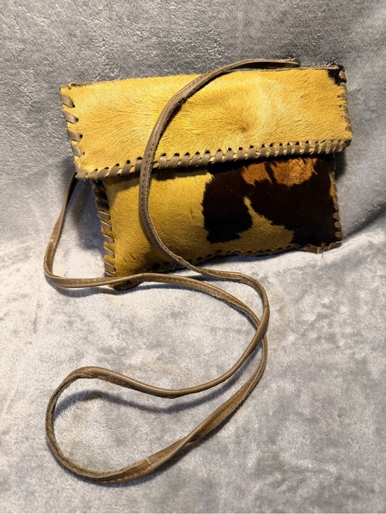 Handmade Handbags - Handmade Genuine Hair On Cowhide Crossbody Bag w/ Whipstitch Trim